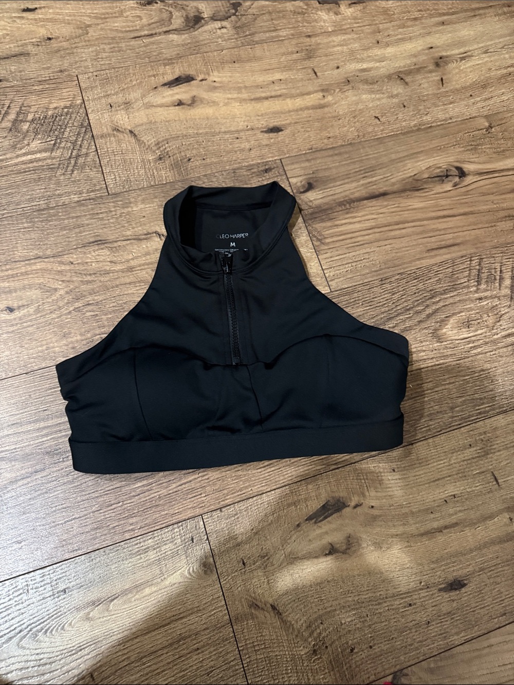 Cleo Harper Black High-Neck Zip Front Crop Top